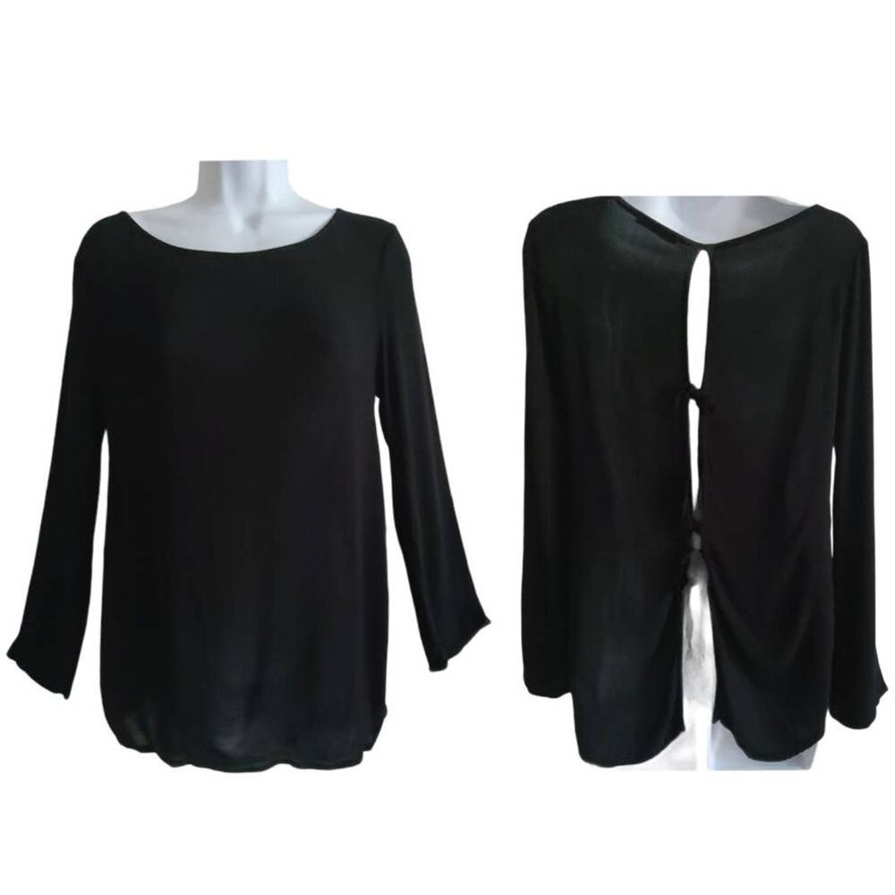 FREEBIRD Open‎ Back Tie Black Rayon Tunic Top BWJ-G5762 Women's Size XS/Small